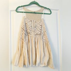 Free People Flowy Sleeveless tunic with crochet bodice Size S